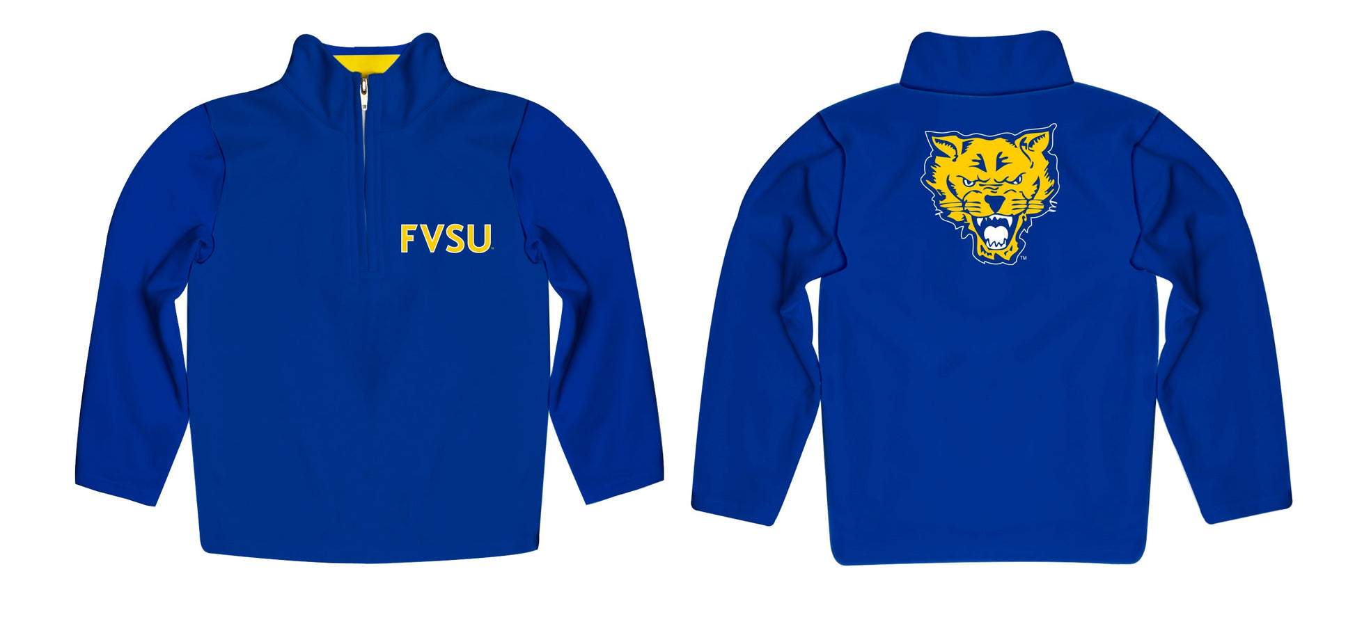 Fort Valley State Wildcats FVSU Game Day Solid Blue Quarter Zip Pullover for Infants Toddlers by Vive La Fete