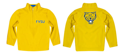 Fort Valley State Wildcats FVSU Game Day Solid Gold Quarter Zip Pullover for Infants Toddlers by Vive La Fete