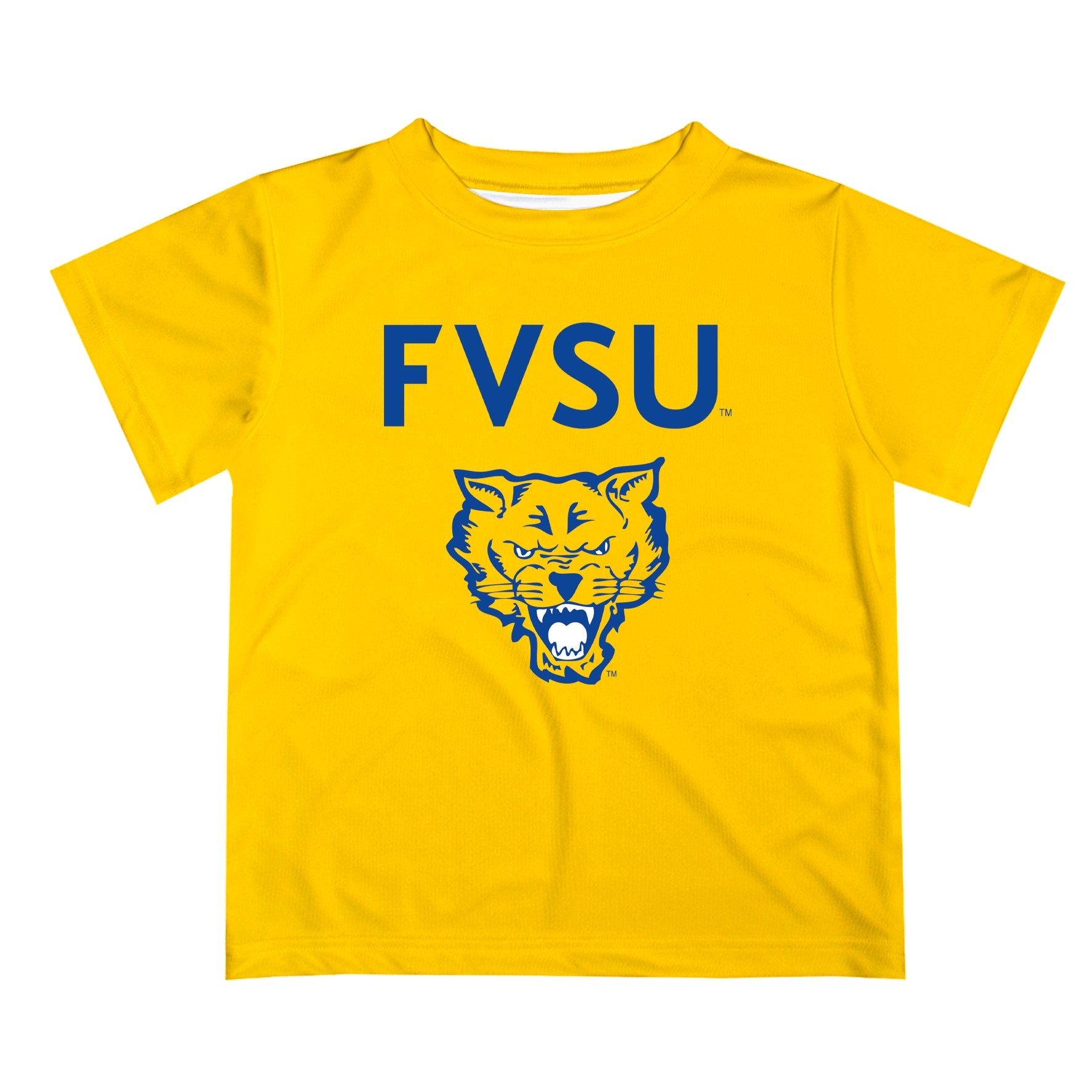 Fort Valley State Wildcats FVSU Vive La Fete Boys Game Day V2 Gold Short Sleeve Tee Shirt