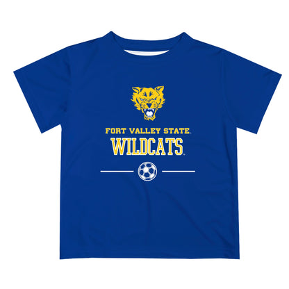 Fort Valley State Wildcats FVSU Vive La Fete Soccer V1 Blue Short Sleeve Tee Shirt