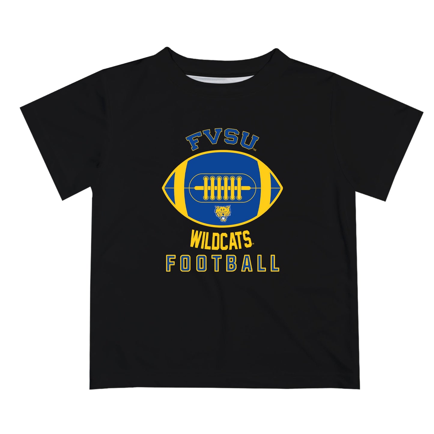 Fort Valley State Wildcats FVSU Vive La Fete Football V2 Black Short Sleeve Tee Shirt
