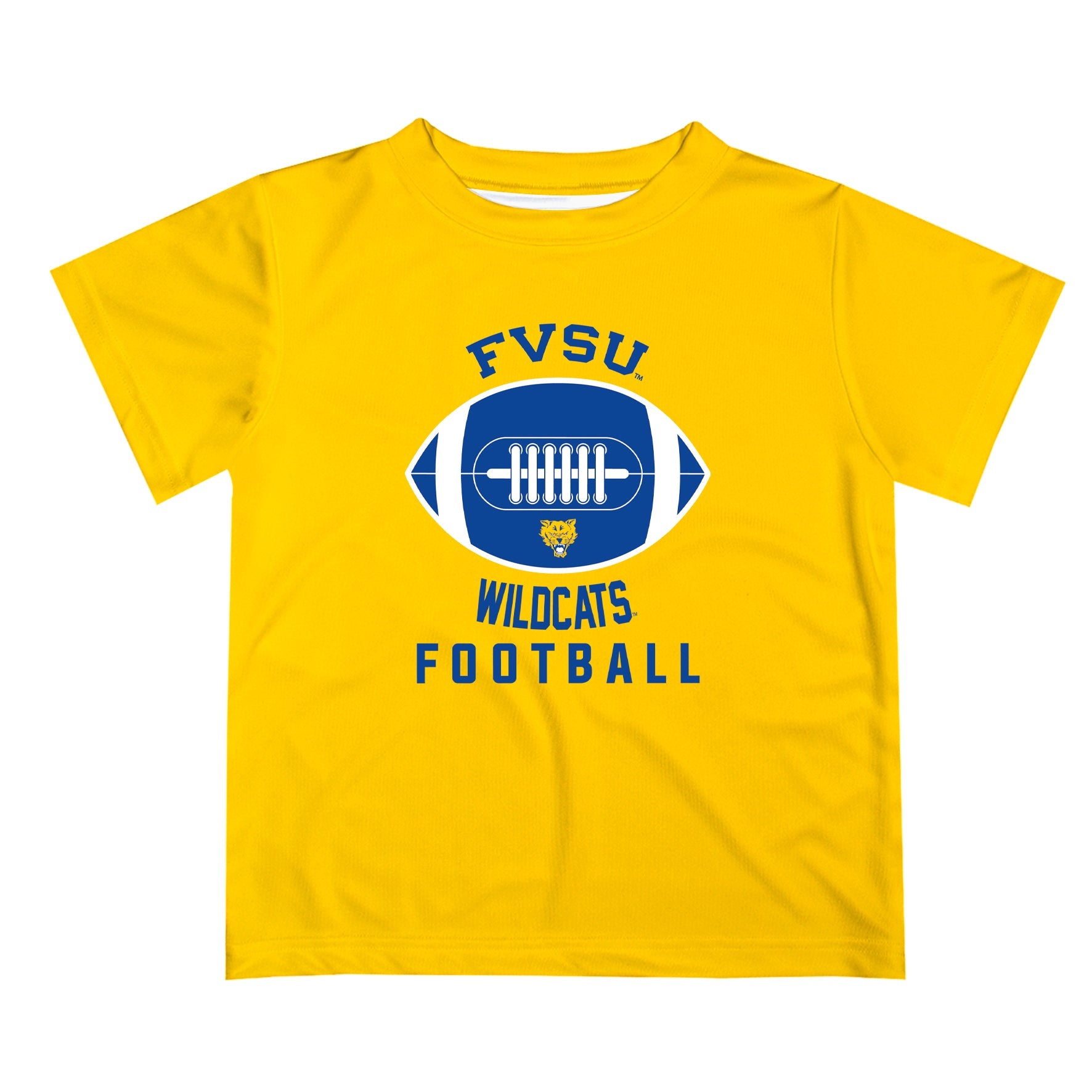 Fort Valley State Wildcats FVSU Vive La Fete Football V2 Gold Short Sleeve Tee Shirt