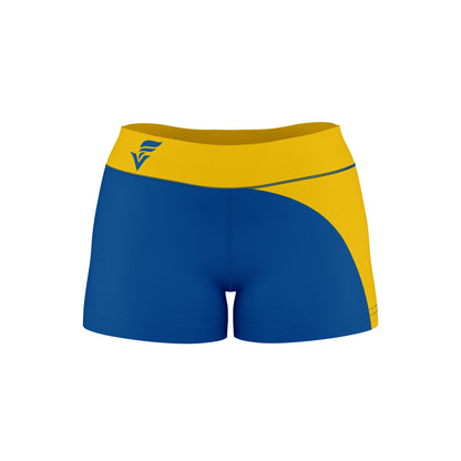 Fort Valley State Wildcats FVSU Vive La Fete Collegiate Waist Color Block Women Blue Gold Optimum Yoga Short