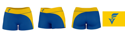 Fort Valley State Wildcats FVSU Vive La Fete Collegiate Waist Color Block Women Blue Gold Optimum Yoga Short - Vive La F̻te - Online Apparel Store