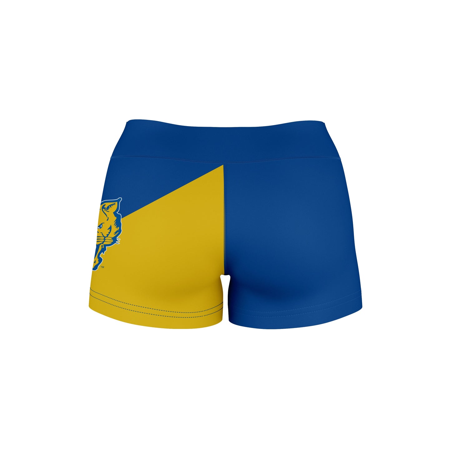 Fort Valley State Wildcats FVSU Vive La Fete Game Day Collegiate Leg Color Block Women Blue Gold Optimum Yoga Short - Vive La F̻te - Online Apparel Store