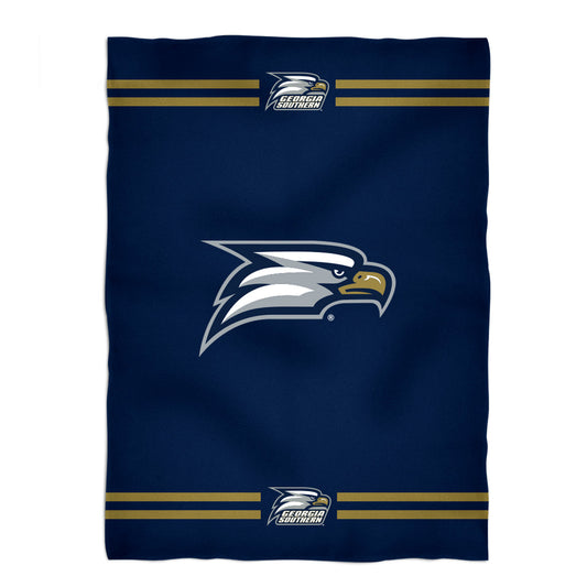 Georgia Southern Eagles Game Day Soft Premium Fleece Navy Throw Blanket 40 x 58 Logo and Stripes