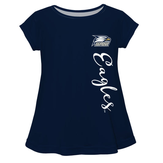 Georgia Southern Eagles Blue Solid Short Sleeve Girls Laurie Top by Vive La Fete