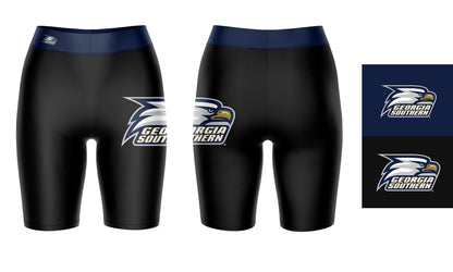 Georgia Southern Eagles Vive La Fete Game Day Logo on Thigh and Waistband Black and Navy Women Bike Short 9 Inseam"