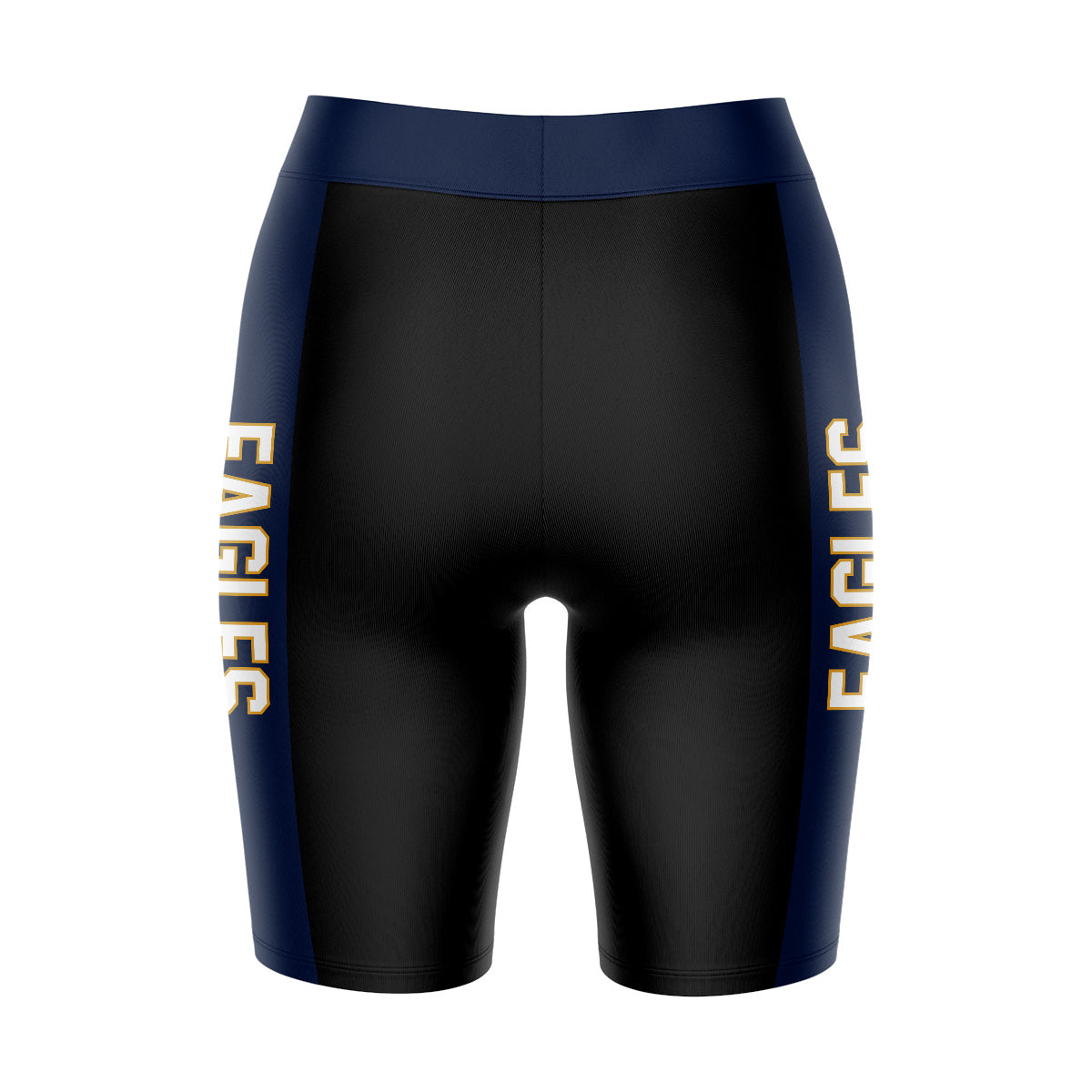 Georgia Southern Eagles Vive La Fete Game Day Logo on Waistband and Navy Stripes Black Women Bike Short 9 Inseam