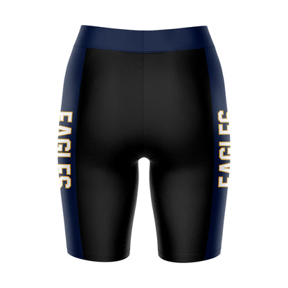 Georgia Southern Eagles Vive La Fete Game Day Logo on Waistband and Navy Stripes Black Women Bike Short 9 Inseam