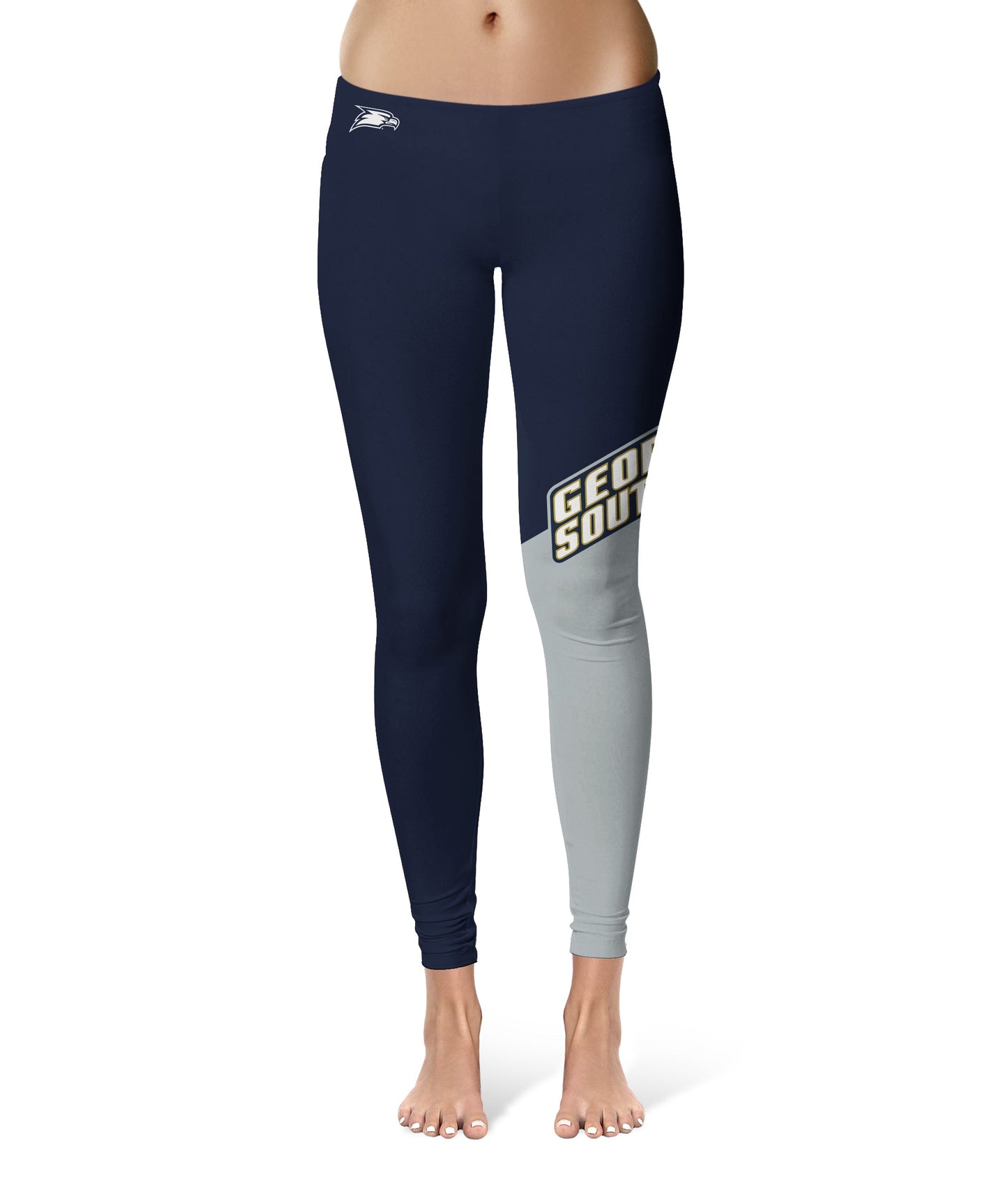 Georgia Southern Eagles Vive La Fete Game Day Collegiate Leg Color Block Women Navy Gray Yoga Leggings