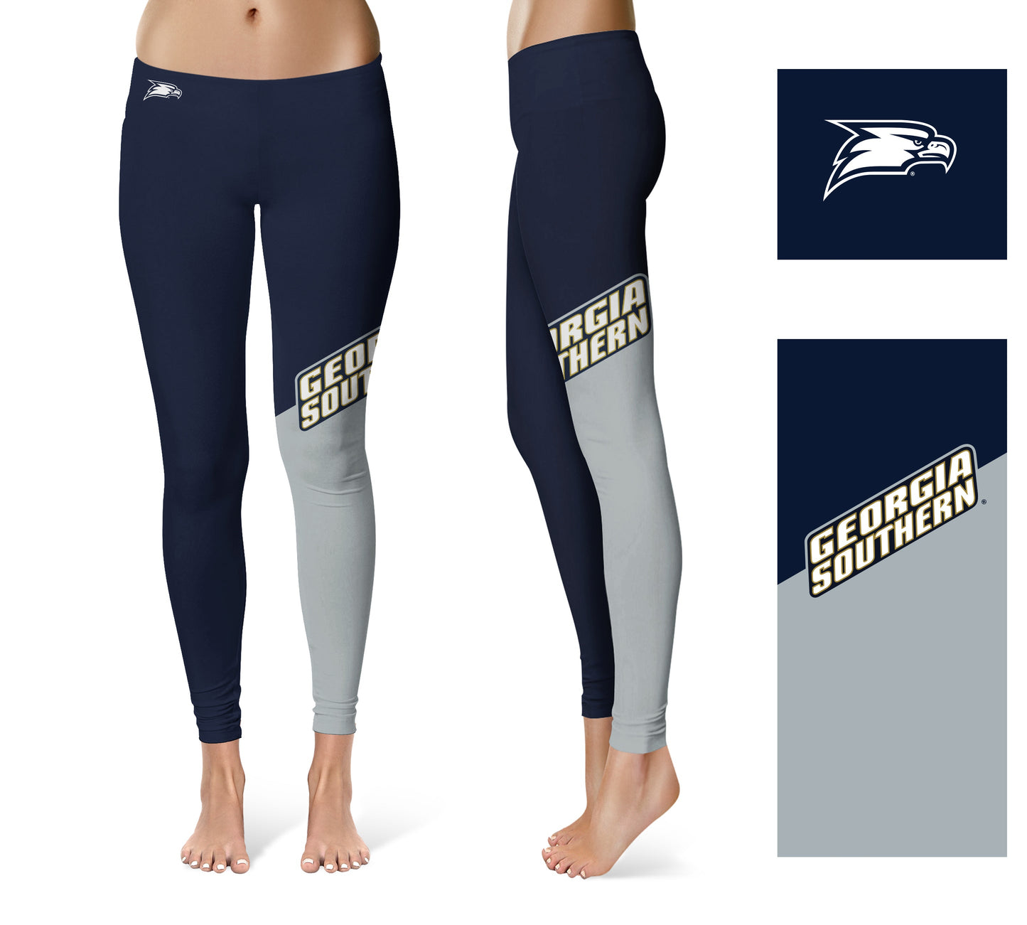 Georgia Southern Eagles Vive La Fete Game Day Collegiate Leg Color Block Women Navy Gray Yoga Leggings