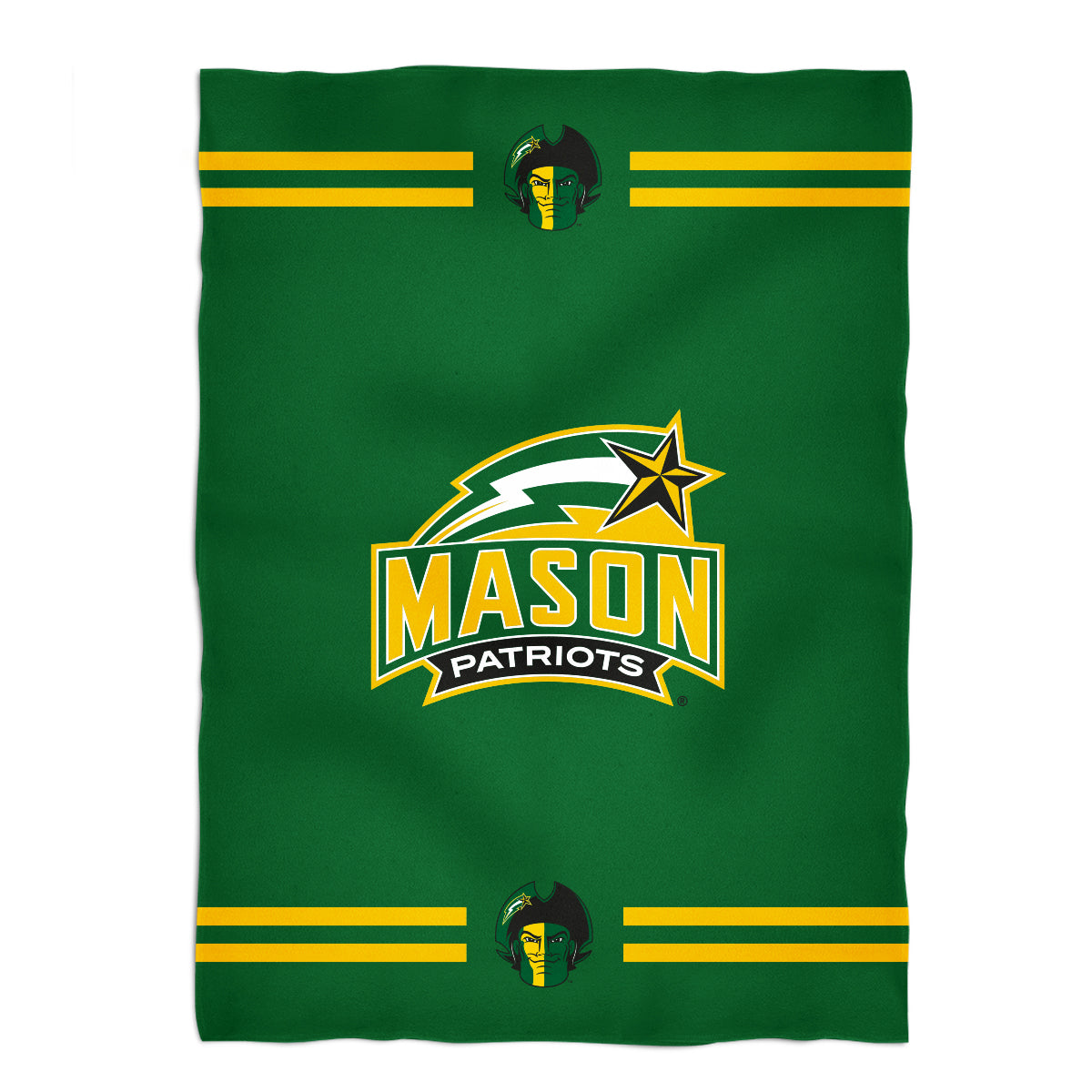 George Mason Patriots Game Day Soft Premium Fleece Green Throw Blanket 40 x 58 Logo and Stripes