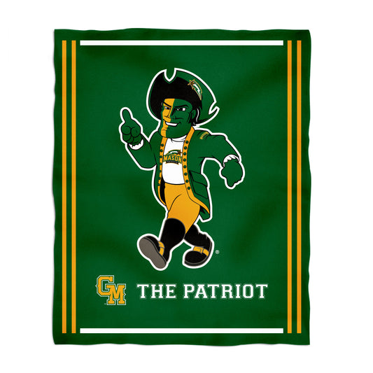 George Mason Patriots Kids Game Day Green Plush Soft Minky Blanket 36 x 48 Mascot