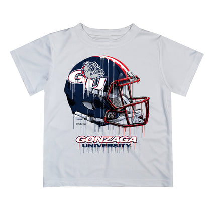 Gonzaga Bulldogs Zags GU Original Dripping Football White T-Shirt by Vive La Fete