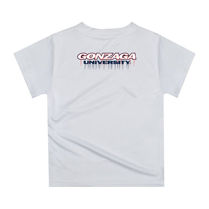 Gonzaga Bulldogs Zags GU Original Dripping Football White T-Shirt by Vive La Fete