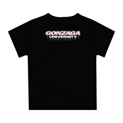 Gonzaga Bulldogs Zags GU Original Dripping Football Black T-Shirt by Vive La Fete