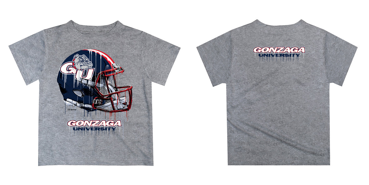 Gonzaga Bulldogs Zags GU Original Dripping Football Heather Gray T-Shirt by Vive La Fete