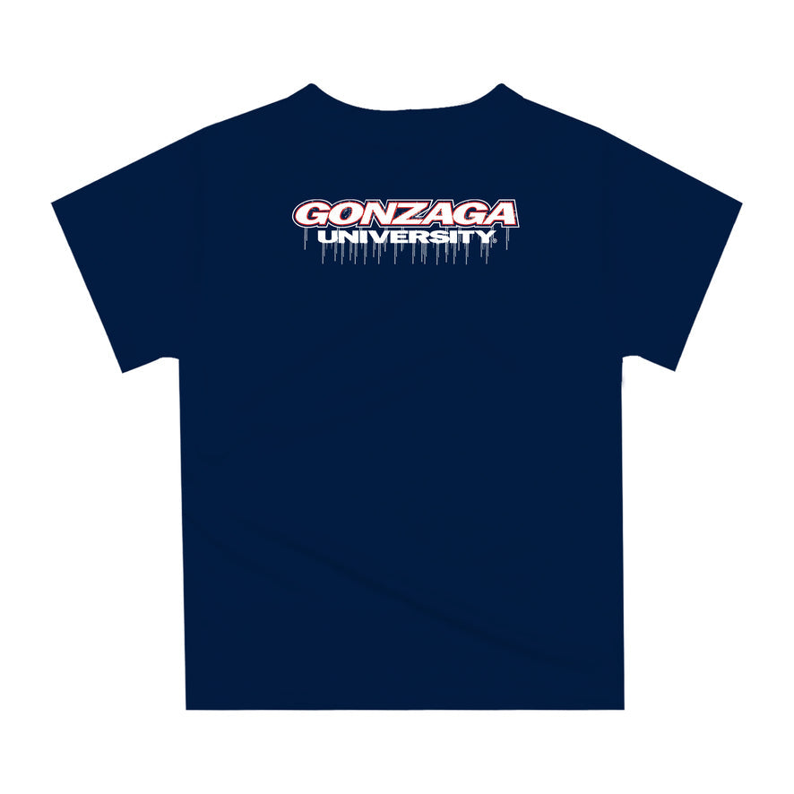 Gonzaga Bulldogs Zags GU Original Dripping Football Blue T-Shirt by Vive La Fete