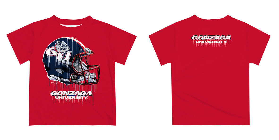 Gonzaga Bulldogs Zags GU Original Dripping Football Red  T-Shirt by Vive La Fete