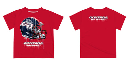 Gonzaga Bulldogs Zags GU Original Dripping Football Red  T-Shirt by Vive La Fete