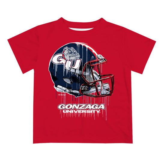 Gonzaga Bulldogs Zags GU Original Dripping Football Red  T-Shirt by Vive La Fete