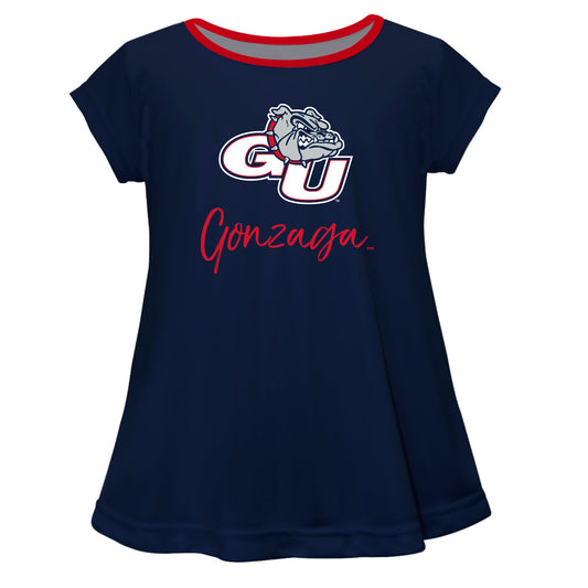 Gonzaga Bulldogs Zags GU Girls Game Day Short Sleeve Navy Laurie Top by Vive La Fete