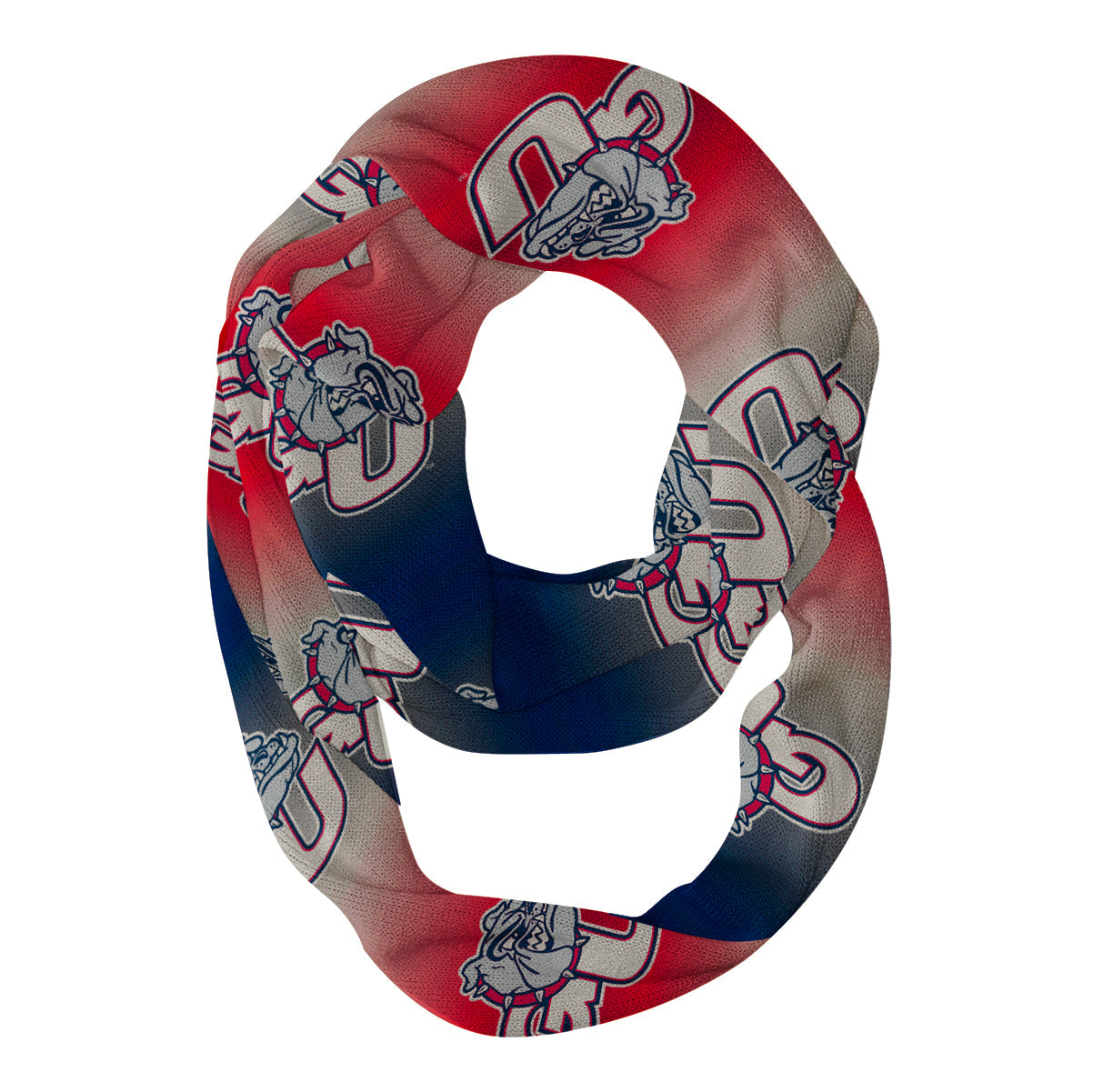 Gonzaga University Bulldogs Zags GU Vive La Fete All Over Logo Game Day Collegiate Women Ultra Soft Knit Infinity Scarf