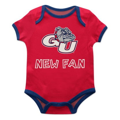 Gonzaga Bulldogs Zags GU Infant Red Short Sleeve One Piece Jumpsuit by Vive La Fete