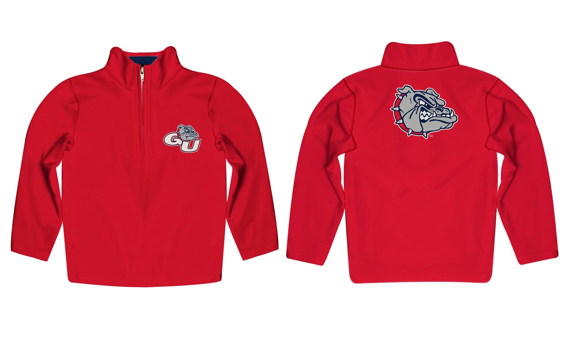 Gonzaga Bulldogs Zags GU Game Day Solid Red Quarter Zip Pullover for Infants Toddlers by Vive La Fete