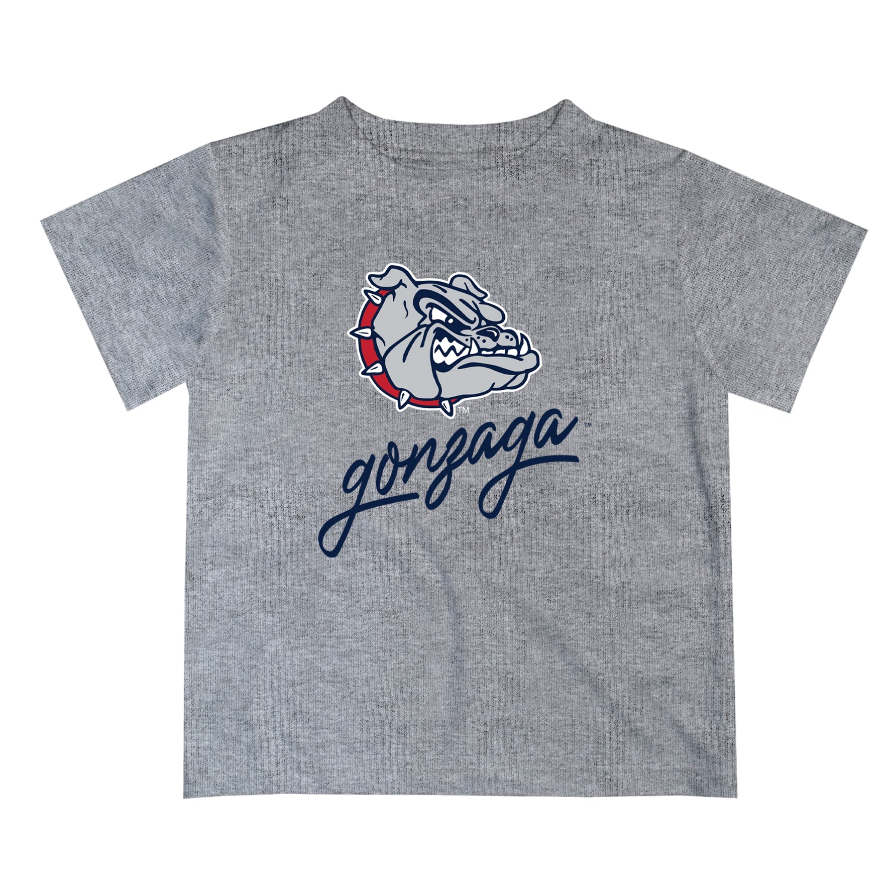 Gonzaga Bulldogs Zags GU Vive La Fete Script V1 Heather Gray Short Sleeve Tee Shirt