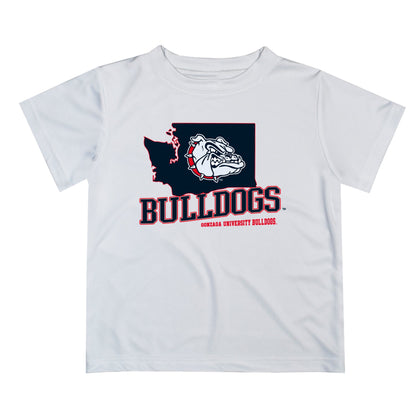 Gonzaga University Bulldogs Zags GU Vive La Fete State Map White Short Sleeve Tee Shirt