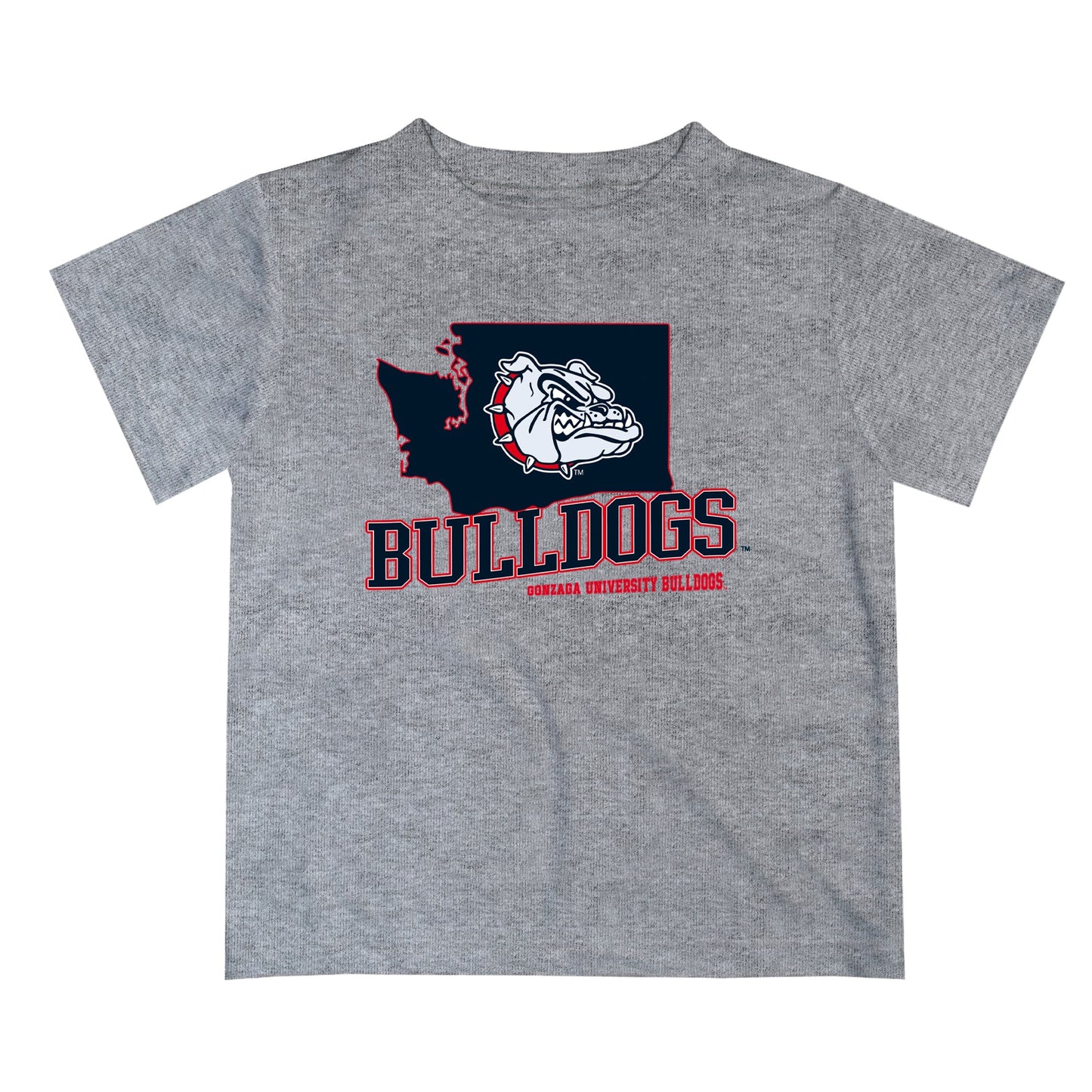 Gonzaga Bulldogs Zags GU Vive La Fete State Map Gray Short Sleeve Tee Shirt