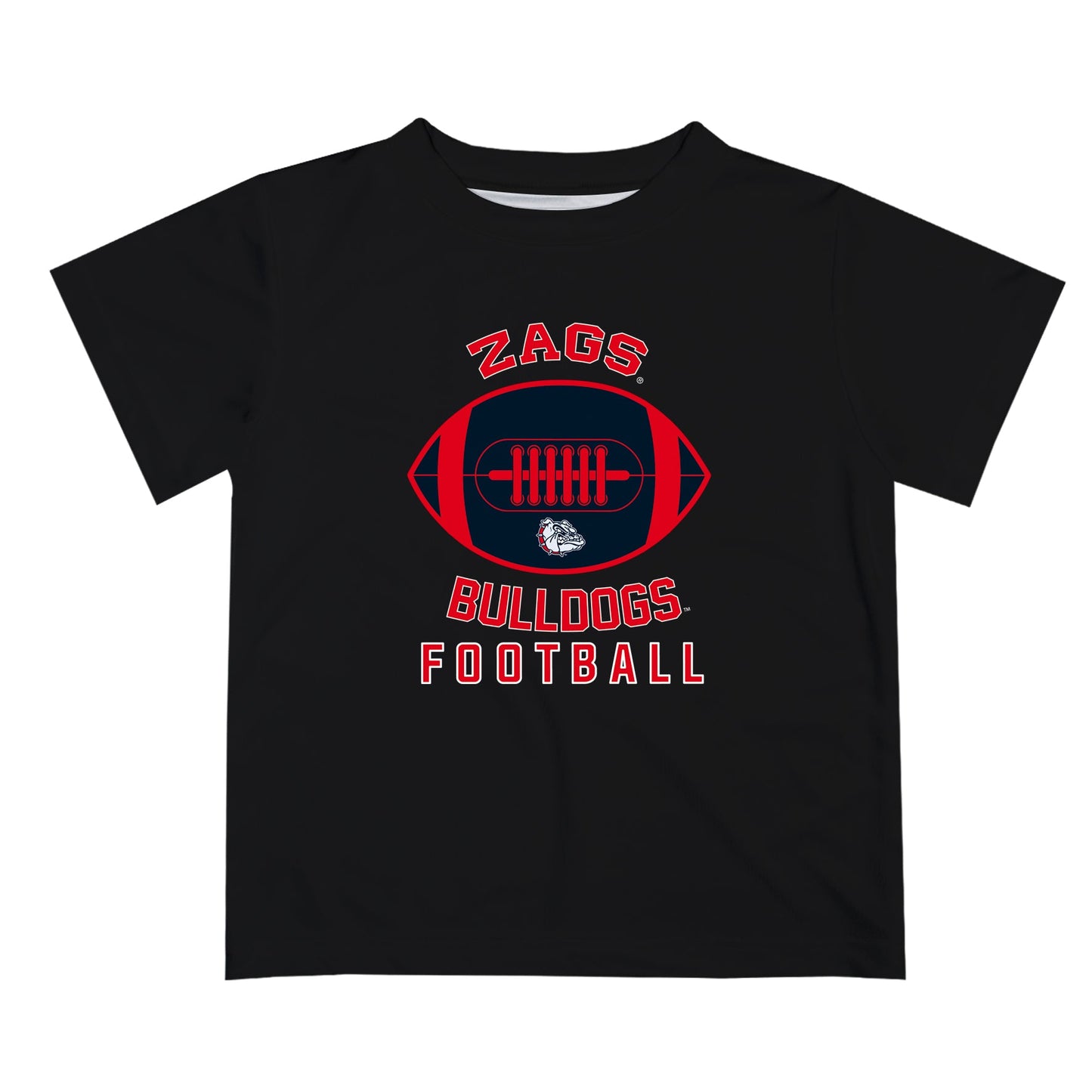 Gonzaga Bulldogs Zags GU Vive La Fete Football V2 Black Short Sleeve Tee Shirt