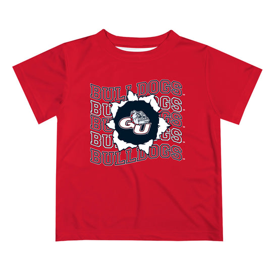 Gonzaga University Bulldogs Zags GU Vive La Fete  Red Art V1 Short Sleeve Tee Shirt