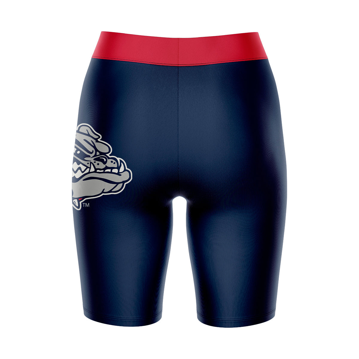 Gonzaga Bulldogs Zags GU Vive La Fete Game Day Logo on Thigh and Waistband Blue and Red Women Bike Short 9 Inseam