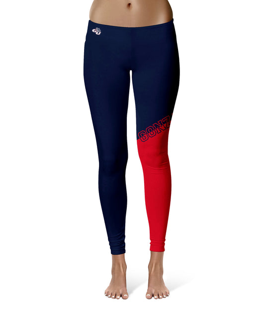 Gonzaga University Bulldogs Zags GU Vive La Fete Game Day Collegiate Leg Color Block Women Blue Red Yoga Leggings