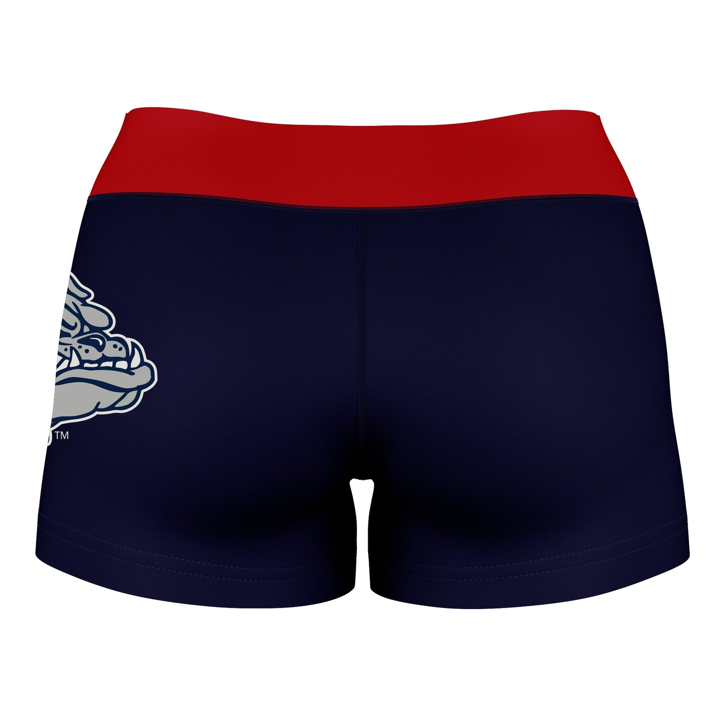 Gonzaga Bulldogs Zags GU Vive La Fete Logo on Thigh & Waistband  Blue Red Women Yoga Booty Workout Shorts 3.75 Inseam - Vive La F̻te - Online Apparel Store