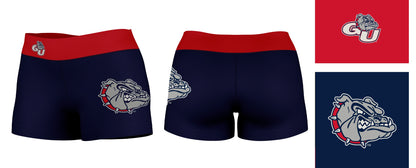 Gonzaga Bulldogs Zags GU Vive La Fete Logo on Thigh & Waistband  Blue Red Women Yoga Booty Workout Shorts 3.75 Inseam - Vive La F̻te - Online Apparel Store