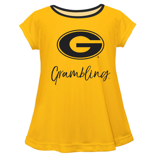 Grambling State Tigers GSU Girls Game Day Short Sleeve Gold Laurie Top by Vive La Fete