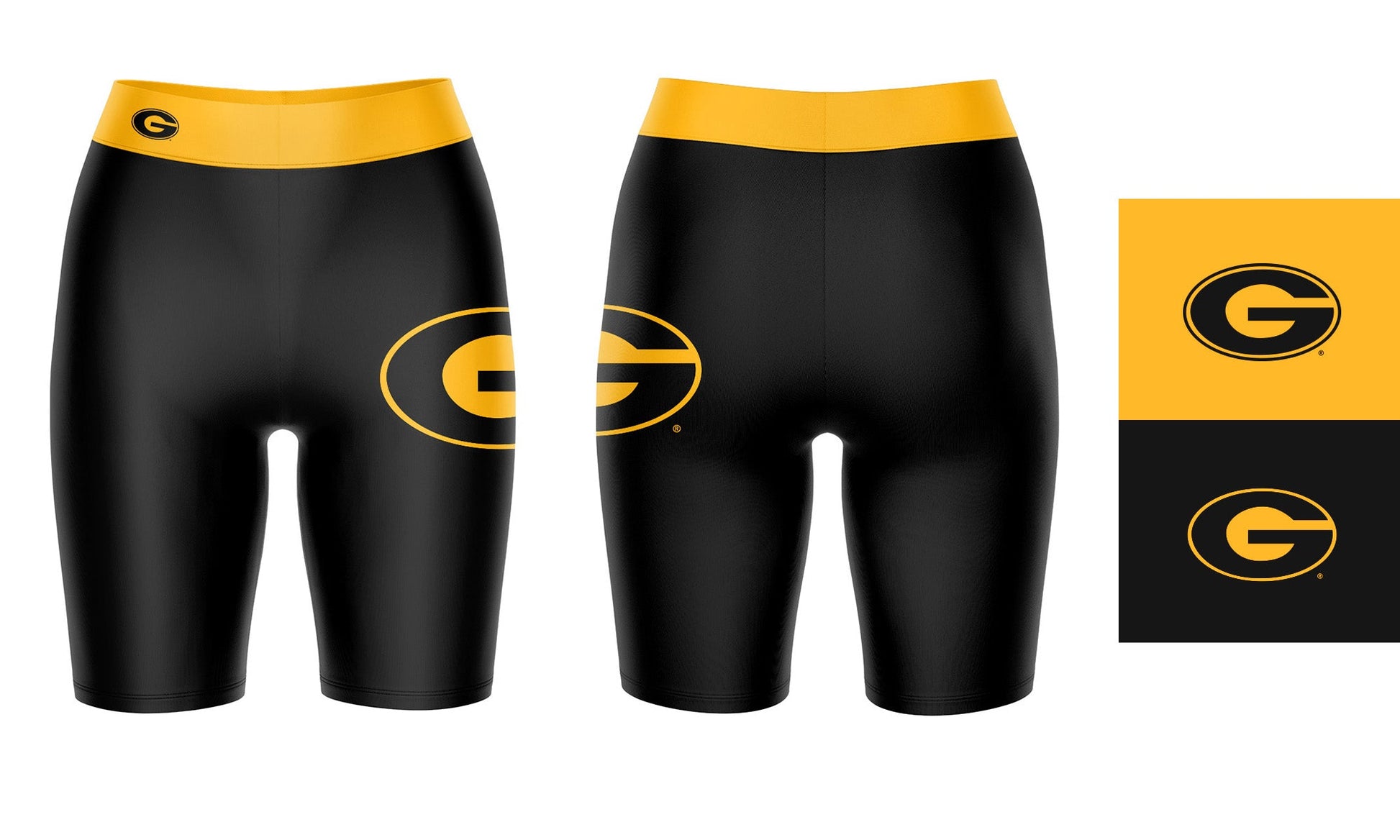 Grambling State Tigers GSU Vive La Fete Game Day Logo on Thigh and Waistband Black and Gold Women Bike Short 9 Inseam"