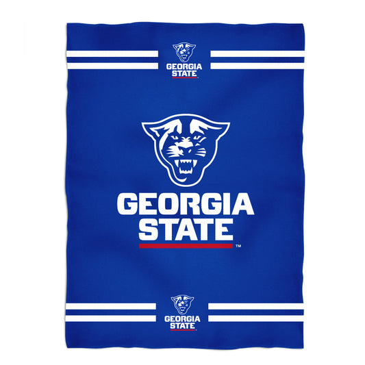 Georgia State Panthers Game Day Soft Premium Fleece Blue Throw Blanket 40 x 58 Logo and Stripes