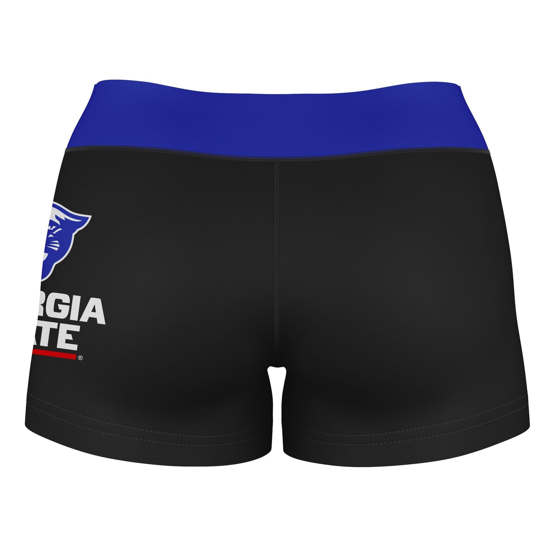 Georgia State Panthers Vive La Fete Logo on Thigh & Waistband Black & Blue Women Yoga Booty Workout Shorts 3.75 Inseam" - Vive La F̻te - Online Apparel Store