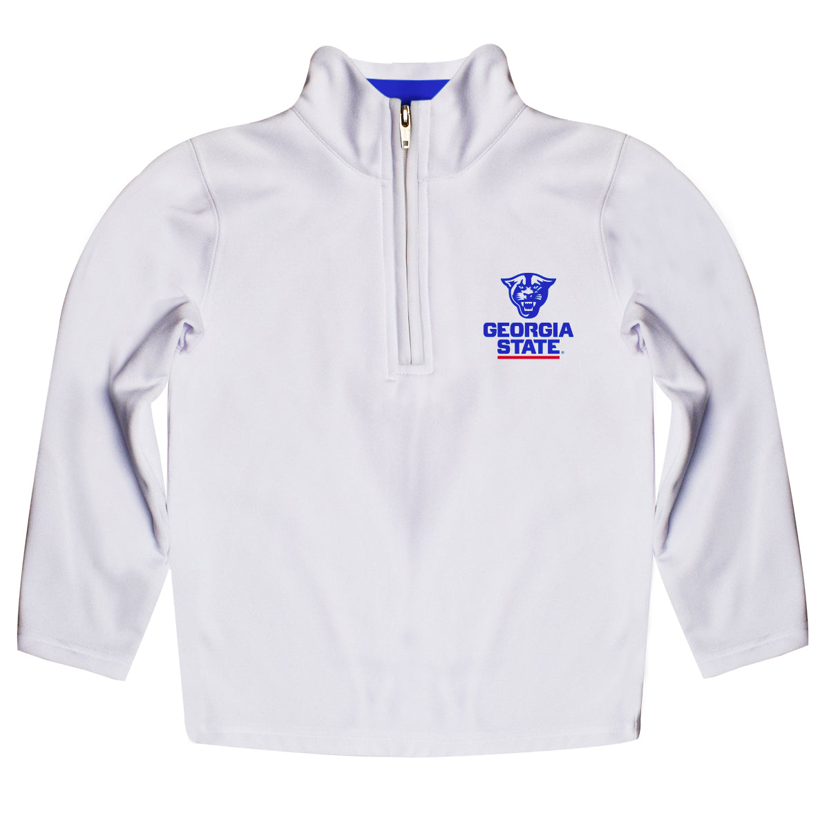 Georgia State Panthers Game Day Solid White Quarter Zip Pullover for Infants Toddlers by Vive La Fete