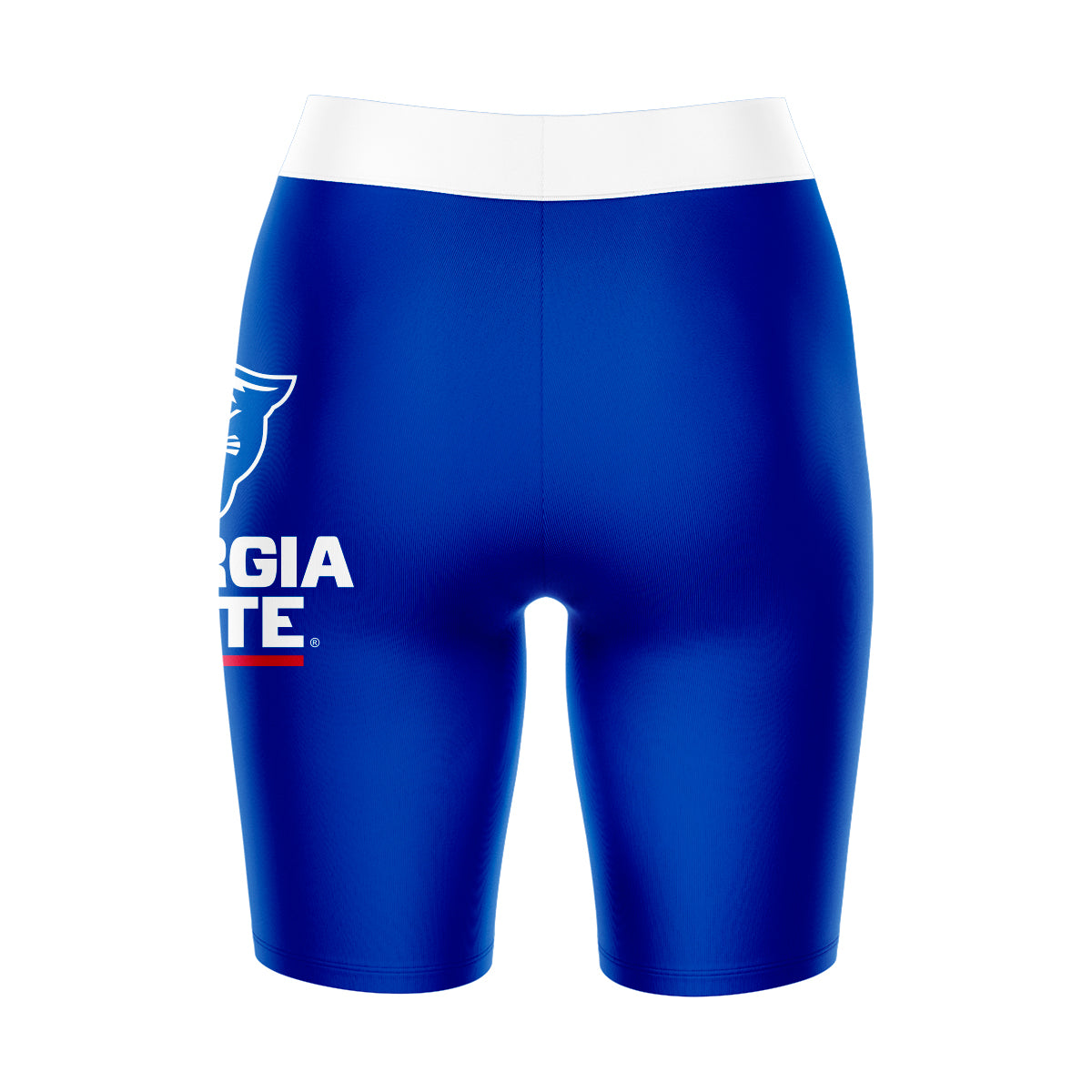 Georgia State Panthers Vive La Fete Game Day Logo on Thigh and Waistband Blue and White Women Bike Short 9 Inseam