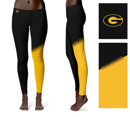 Grambling State Tigers GSU Vive La Fete Game Day Collegiate Leg Color Block Women Black Gold Yoga Leggings