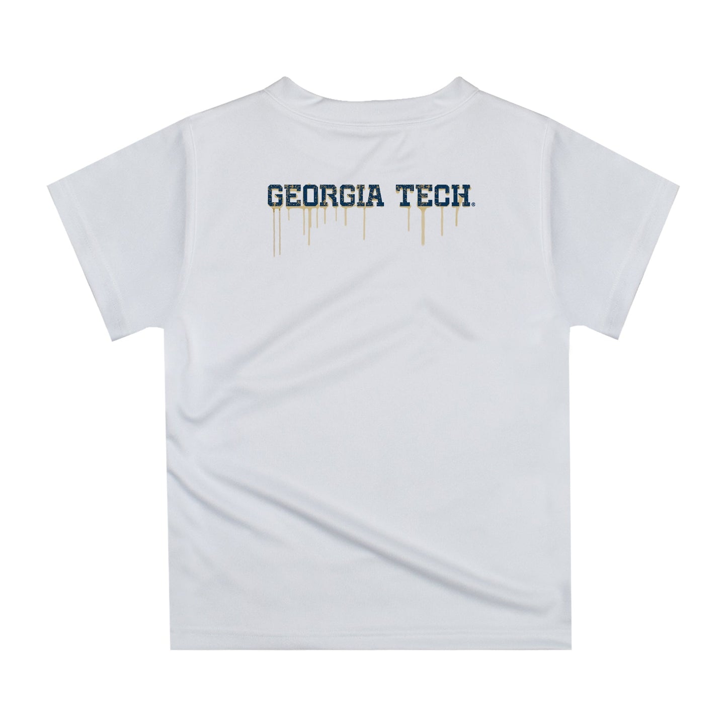 Georgia Tech Yellow Jackets Original Dripping Football Helmet White T-Shirt by Vive La Fete