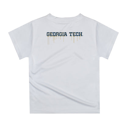 Georgia Tech Yellow Jackets Original Dripping Football Helmet White T-Shirt by Vive La Fete