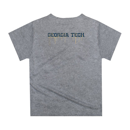 Georgia Tech Yellow Jackets Original Dripping Football Helmet Heather Gray T-Shirt by Vive La Fete