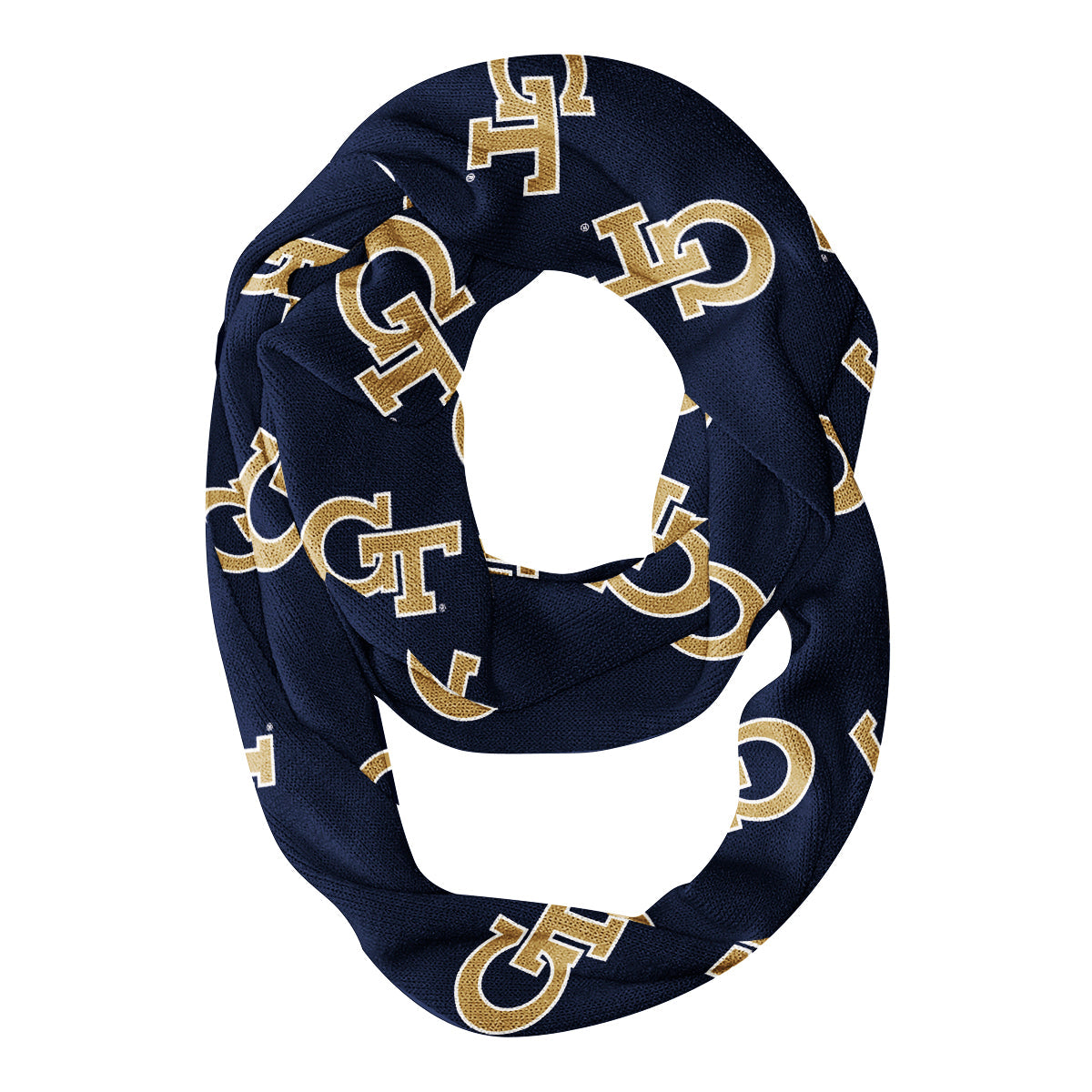 Georgia Tech All Over Logo Blue Infinity Scarf